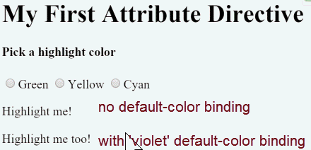 Анимированный gif-директивы final highlight, которая показывает красный цвет без привязки и фиолетовый с установленным по умолчанию цветом. Когда пользователь выбирает цвет, выделение имеет приоритет.